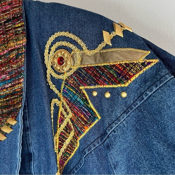 Vintage CITY GIRL SPORT Embroidered Denim Blazer  Womens Sz 16 Western Retro - Picture 3 of 12